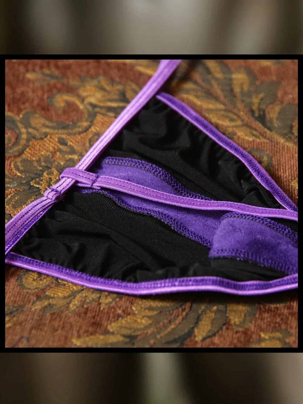 Mens Purple, Velvet Strip down Pouch Gstring Handmade